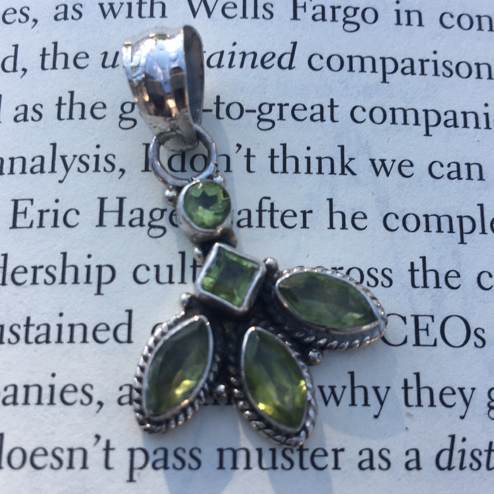 Green Amethyst Sterling Silver Bali Pendant NWOT